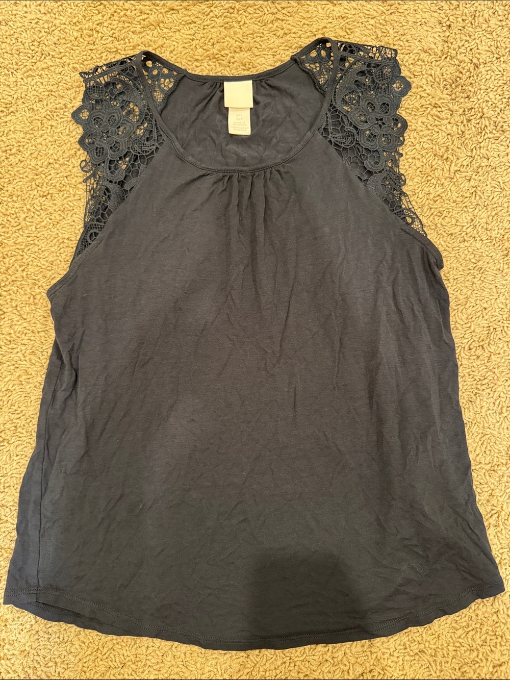 H&M Black Crochet-Trim Sleeveless Tank